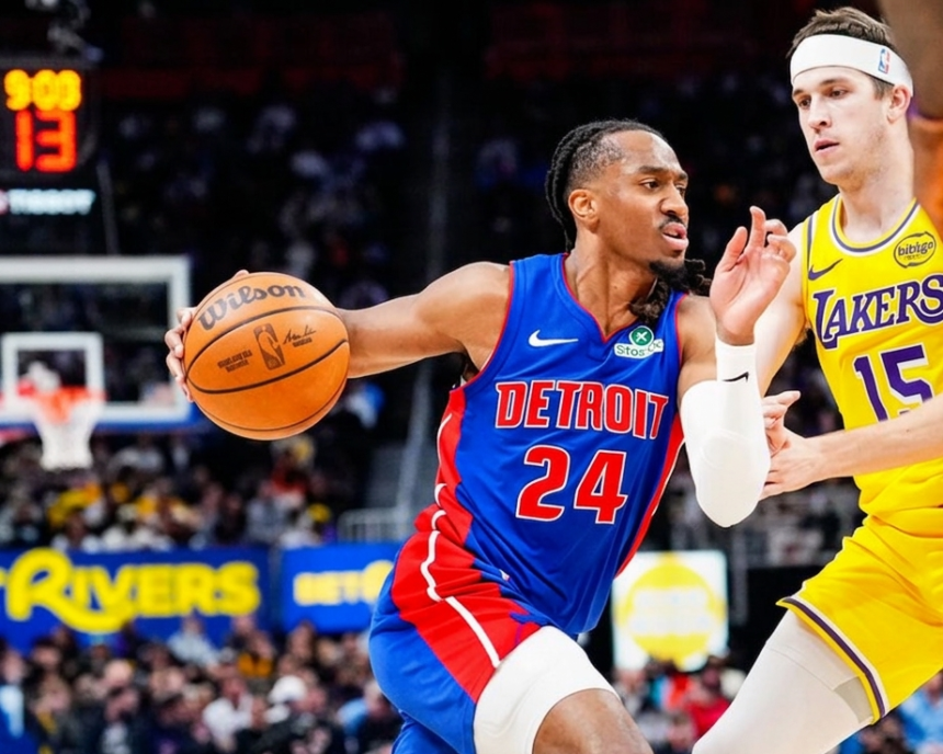 Jenkins defended by Austin Reaves in Pistons win over LA Lakers