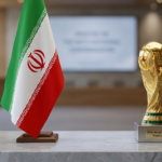 Iran flag, and the World Cup, side by side