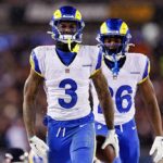 Los Angeles Rams safety Kam Curl (3) walks on the field