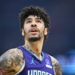 Lamelo Ball looking at the scoreboard.