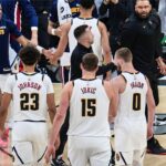 Cam Johnson, Nikola Jokic, and Christian Braun in Denver Nugget's win