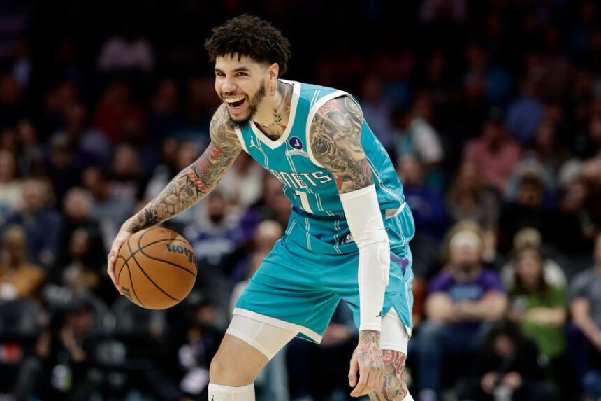 Lamelo ball with Charlotte Hornets
