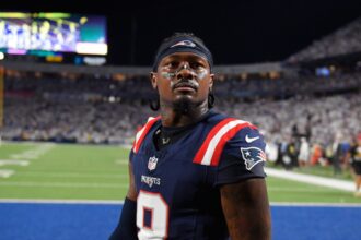 NFL wide receiver Stefon Diggs wearing a New England Patriots uniform