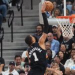 Victor Wembanyama dunking.