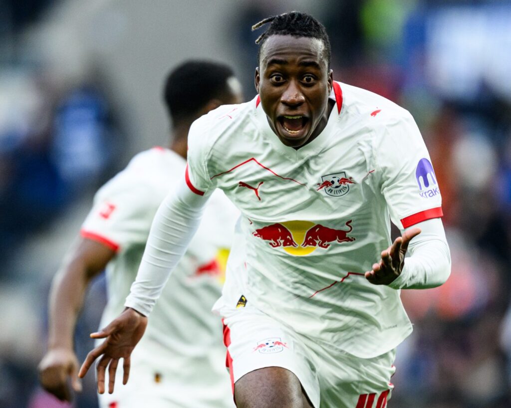 Yan Diomande in action for RB Leipzig 