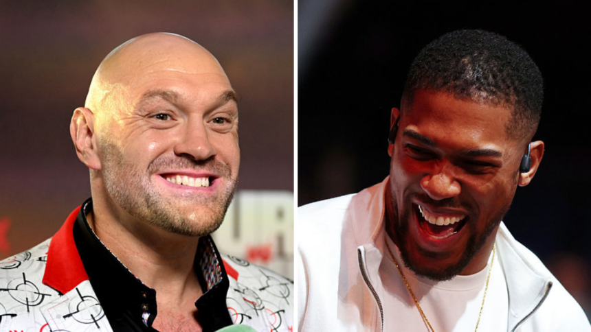A collage of Tyson Fury and Anthony Joshua