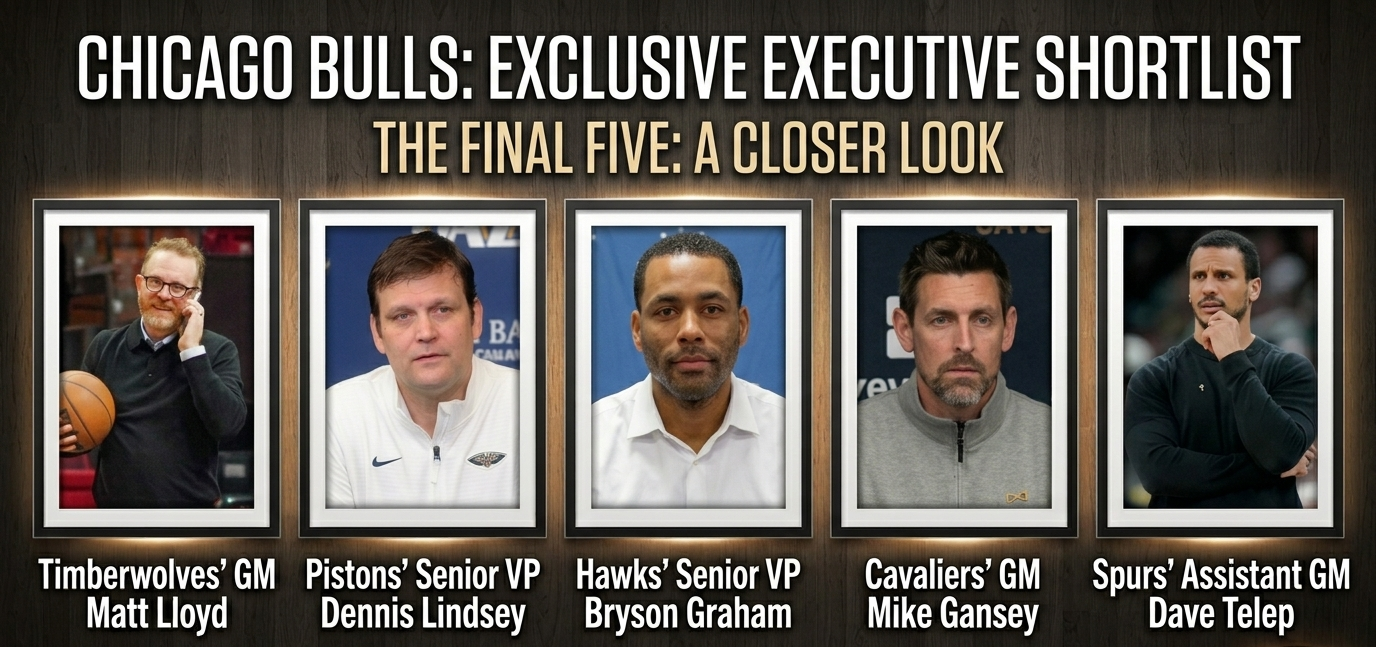  Timberwolves GM Matt Lloyd, Pistons senior vice president Dennis Lindsey, Hawks senior vice president Bryson Graham, Cavaliers GM Mike Gansey and Spurs assistant GM Dave Telep