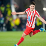 Julian Alvarez celebrating after his goal against Barcelona