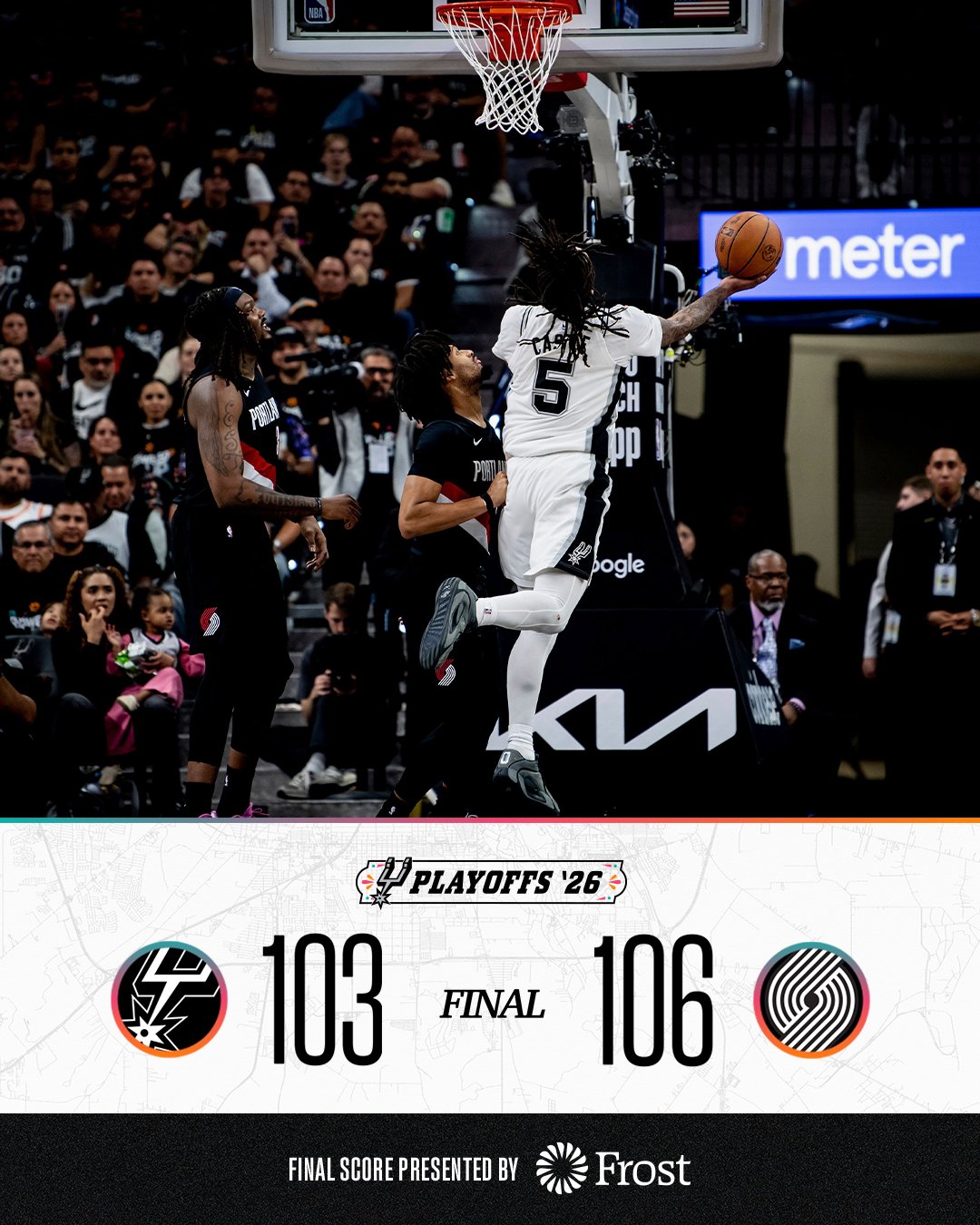 Final Score design of Spurs' loss to Blazers