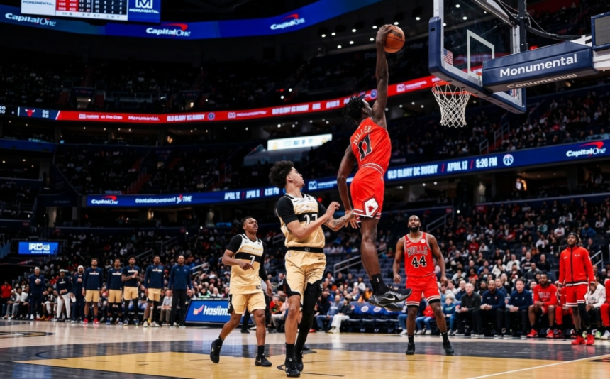 Leonard Miller dunking in Bulls win