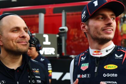 (L-R) Gianpiero Lambiase and Max Verstappen