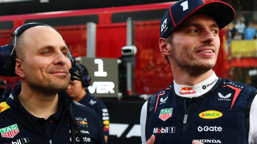 (L-R) Gianpiero Lambiase and Max Verstappen