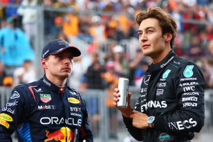 Max Verstappen and George Russell