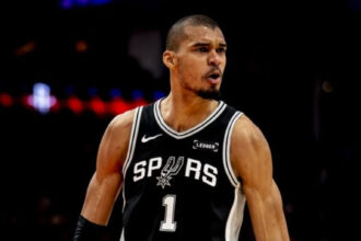 Victor Wembanyama jeering up for the playoffs