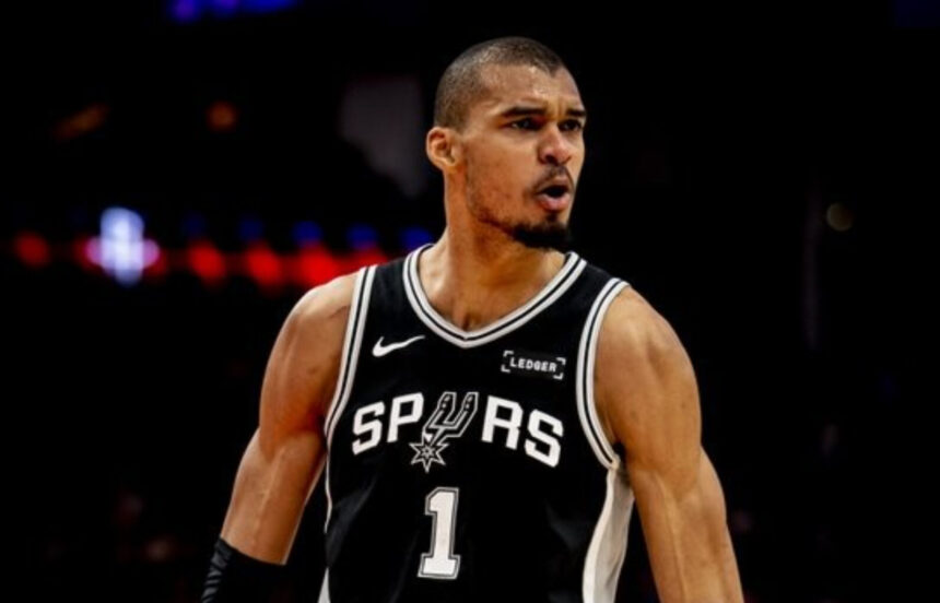 Victor Wembanyama jeering up for the playoffs