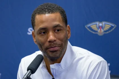 New Orleans Pelicans general manager Bryson Graham takes part in Pelicans Media Day at the Smoothie King Center on September 30, 2024. | Matthew Hinton-Imagn Images