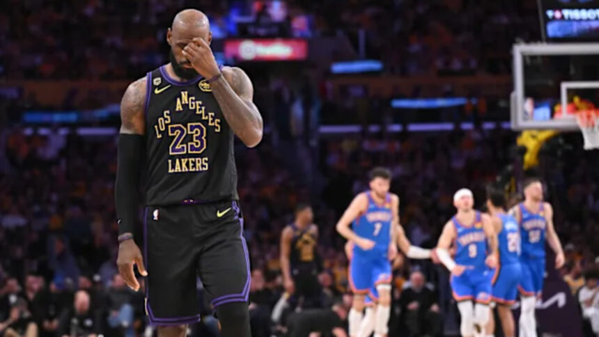 eBron James and the Lakers were knocked out of the playoffs by the Thunder on Monday night.