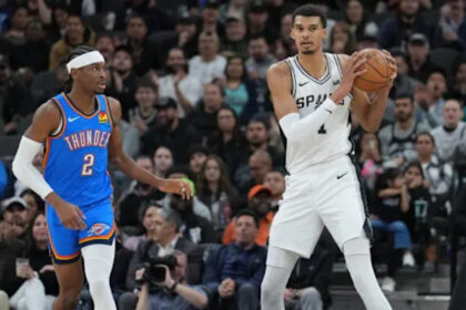 an Antonio Spurs center Victor Wembanyama and Oklahoma City Thunder guard Shai Gilgeous-Alexander.Daniel
