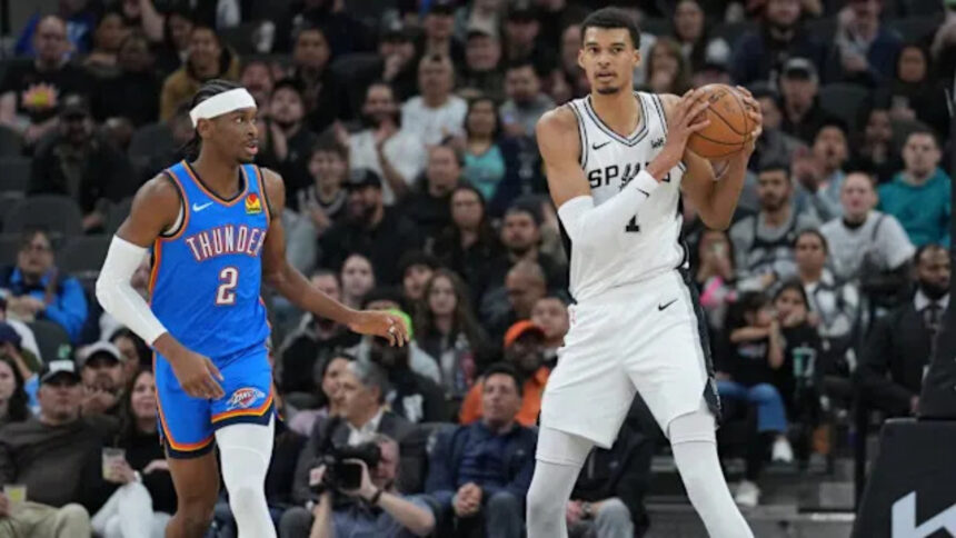 an Antonio Spurs center Victor Wembanyama and Oklahoma City Thunder guard Shai Gilgeous-Alexander.Daniel