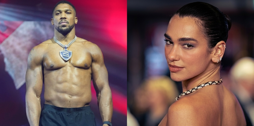 Collage of Anthony Josua and Dua Lipa.