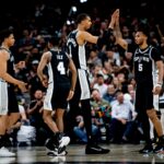 Wembanyama and teammates celebrate after leading series against Timberwolves 3-2