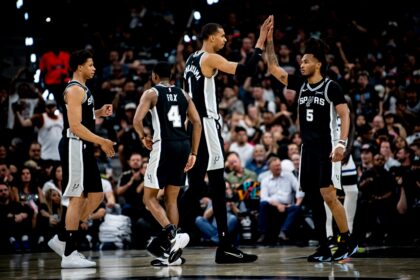 Wembanyama and teammates celebrate after leading series against Timberwolves 3-2