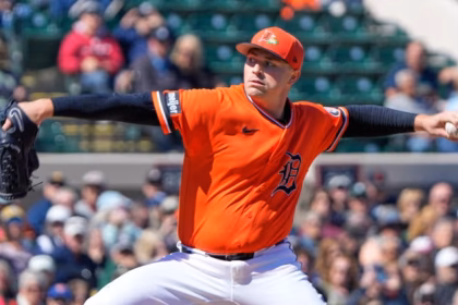 Detroit Tigers starting pitcher Tarik Skubal throws against the Minnesota Twins in the first inning of a spring training baseball game, Monday, Feb. 23, 2026, in Lakeland, Fla. Credit: AP/John Raoux