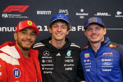 Lewis Hamilton, Kimi Antonelli, Max Verstappen