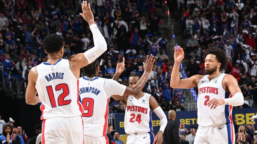 Cunningham and Team mates after dispatching Orlando Magic in 2026 NBA playoff series