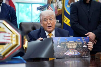 Donald Trump welcomed UFC fighters to the Oval Office