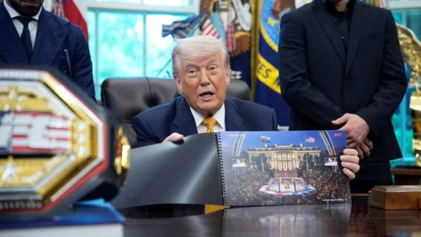 Donald Trump welcomed UFC fighters to the Oval Office
