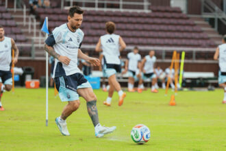 Messi in training ahead of the World Cup