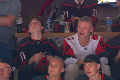 Haaland and teammates at Stanley Cup match