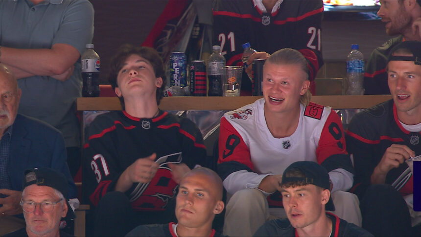 Haaland and teammates at Stanley Cup match