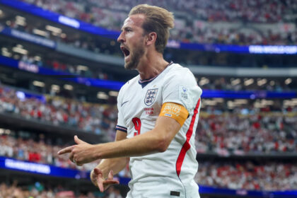 Harry Kane jubilates after scoring against Croatia