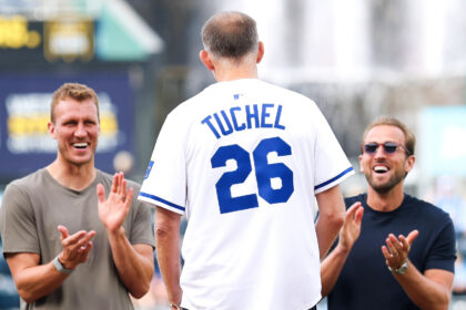 Thomas Tuchel threw the first pitch at the home of baseball team Kansas City Royals