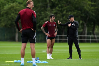 Tonali in Newcastle Training, listening to Eddie Howe's instruction