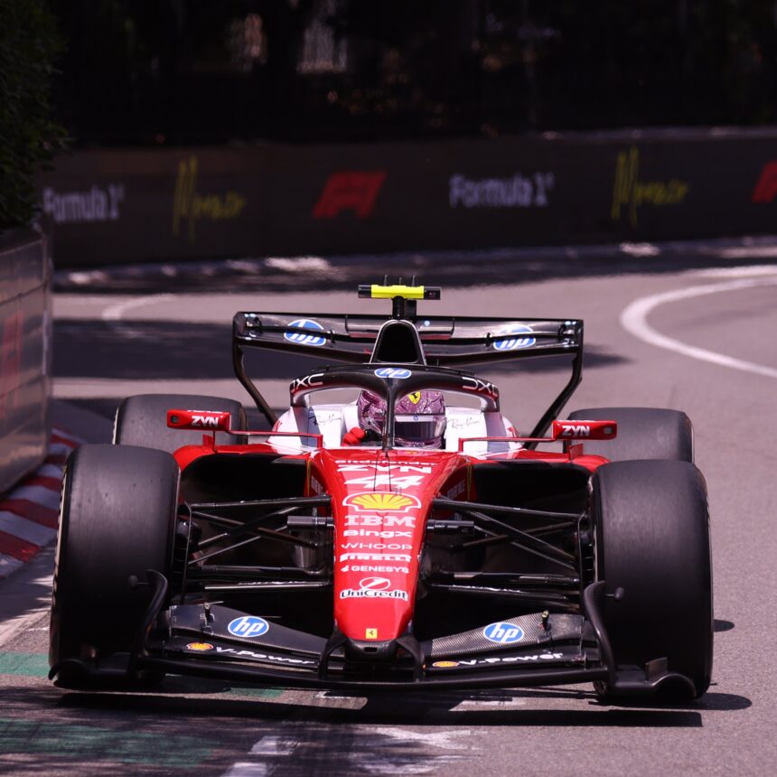 Hamilton in Ferrari at Monaco GP FP2