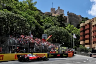Leclerc in action for Ferrari at Monaco GP