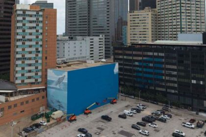 A mural known as the "Whaling Wall 82," created by artist Wyland, was painted over ahead of the World Cup.