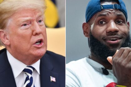 Collage of President Trump and Lebron James