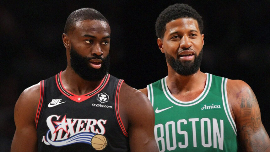 Paul George and Jaylen Brown