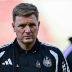 Newcastle United Head Coach Eddie Howe looks on at Bristol City