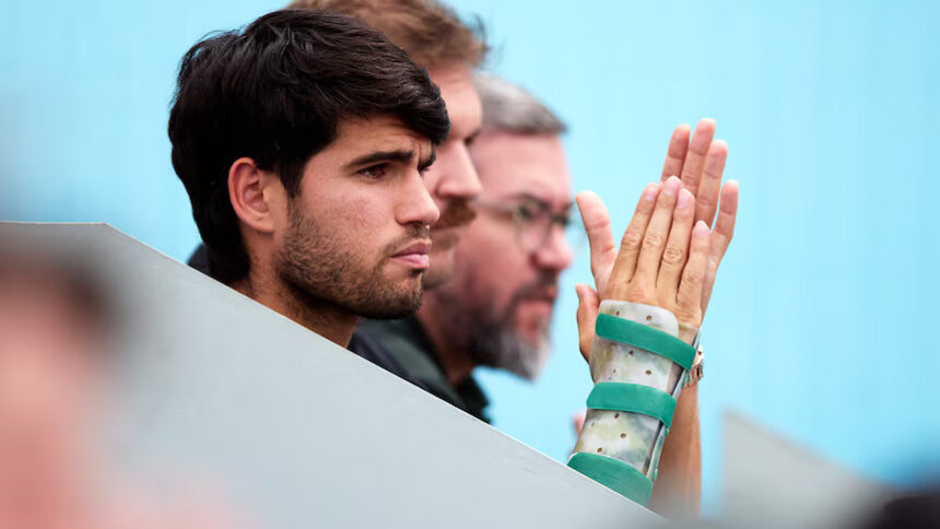 Carlos Alcaraz is not ready to take to the court yet, aiming to return for the US hardcourt season.