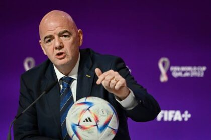 FIFA President Gianni Infantino speaks during a press conference at the Qatar National Convention Center (QNCC) in Doha on November 19, 2022