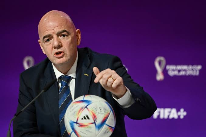 FIFA President Gianni Infantino speaks during a press conference at the Qatar National Convention Center (QNCC) in Doha on November 19, 2022