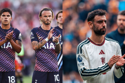 A collage of two Tottenham player -Matteus Fernandes and Bruno Fernandes