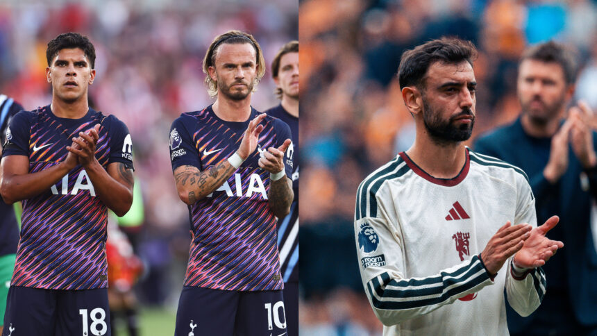 A collage of two Tottenham player -Matteus Fernandes and Bruno Fernandes