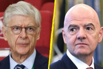 A collage of Arsene Wenger anf Gianni Infantino