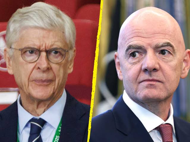 A collage of Arsene Wenger anf Gianni Infantino